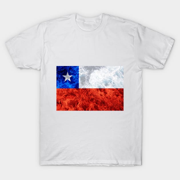 Flag of Chile – Ocean Waves T-Shirt by DrPen